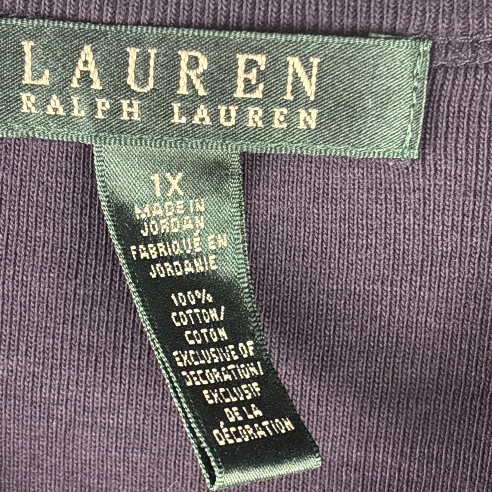 LRL Lauren Ralph Lauren Women's Long Sleeved Logo Pullover Shirt Navy 1x XL - Picture 3 of 9